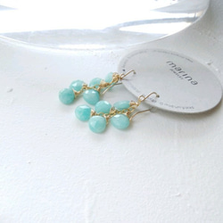 即納/送料込14kgf Amazonite earring / pierced earring ミント 2枚目の画像