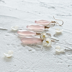 送料無料14kgf*Shell flower Chalcedony pierced earrings / earring 7枚目の画像