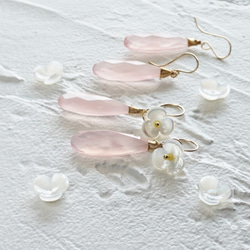 送料無料14kgf*Light Pink Chalcedony pierced earrings / earrings 4枚目の画像