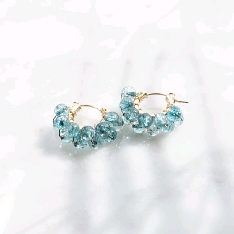 即納/送料無料14kgf Spring Jerry multicolored Quartz earring BL