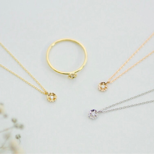 K18ピンクゴールド かすみ草 ネックレス ネックレス・ペンダント 指輪