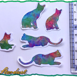 [再販]パステルカラーの猫のフレークシール49枚(送料無料) 2枚目の画像