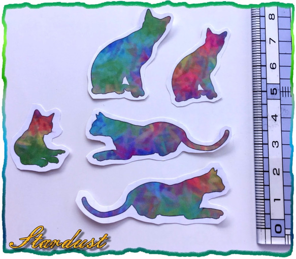 [再販]パステルカラーの猫のフレークシール49枚(送料無料) 2枚目の画像