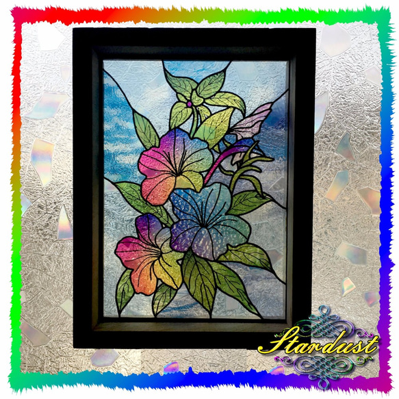 ツツジの虹色ステンドグラス風壁掛けアクセサリー 写真・グラフィック