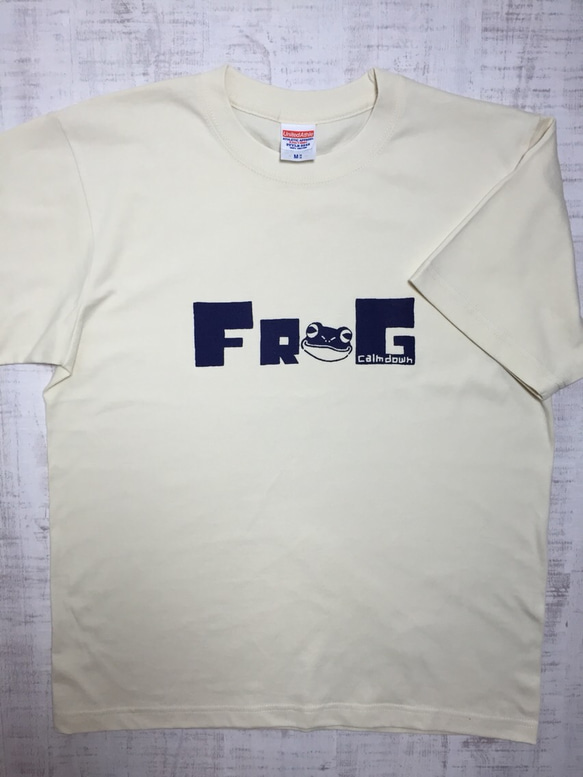 メンズM≪ＦＲＯＧ≫Ｔシャツ　ナチュラル×ネイビー 1枚目の画像