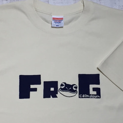 メンズM≪ＦＲＯＧ≫Ｔシャツ　ナチュラル×ネイビー 2枚目の画像