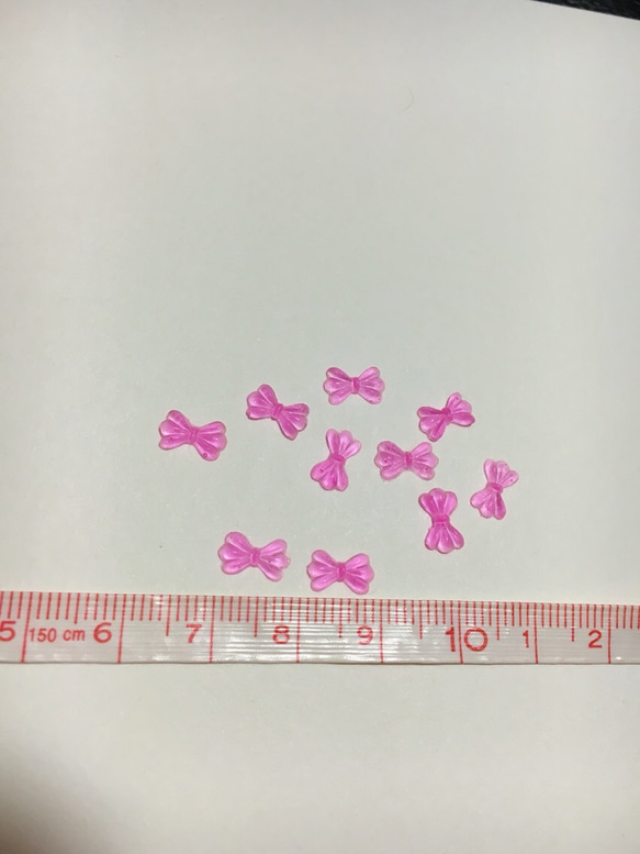 6.透明ピンクのリボン1セット10個入り 3枚目の画像