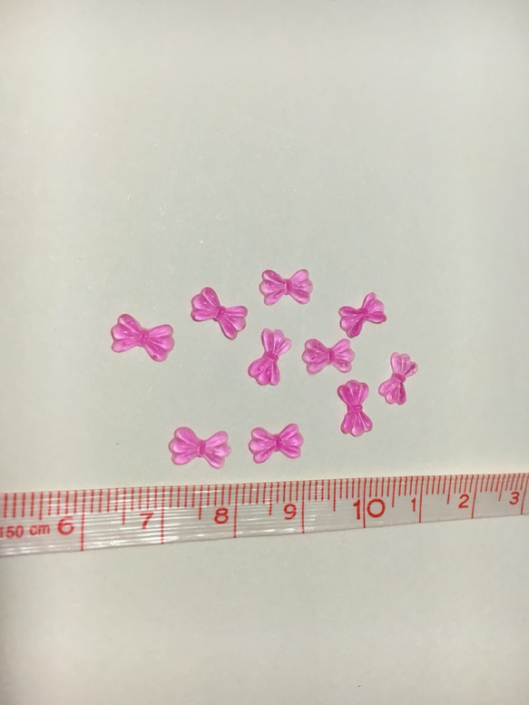 6.透明ピンクのリボン1セット10個入り 2枚目の画像