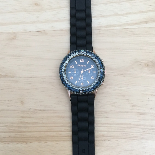 スワロフスキー☆キラキラ時計 スワロフスキー☆キラキラダイバーウォッチ 腕時計 トパーズ