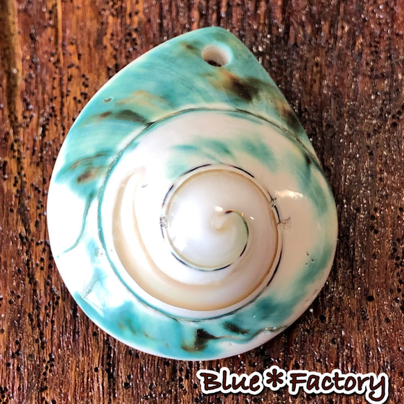 夜光貝ペンダントトップ 渦巻き ペンダントトップ Blue*Factory