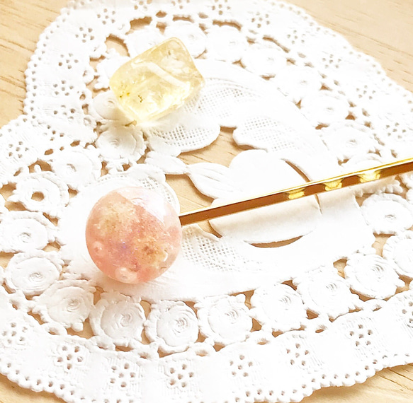 レシピ23『桜ドロップキャンディーヘアピン＊』桜色のドロップキャンディーヘアピン 1枚目の画像