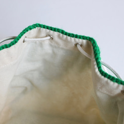 モチーフ編みの小さな巾着バッグ　グリーン 6枚目の画像