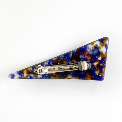 押し花三角バレッタ】北海道 大人ネイビーブルー ヘアアクセサリー  