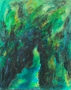 川 インテリア 水彩画 森 清流 絵画 風景 額縁