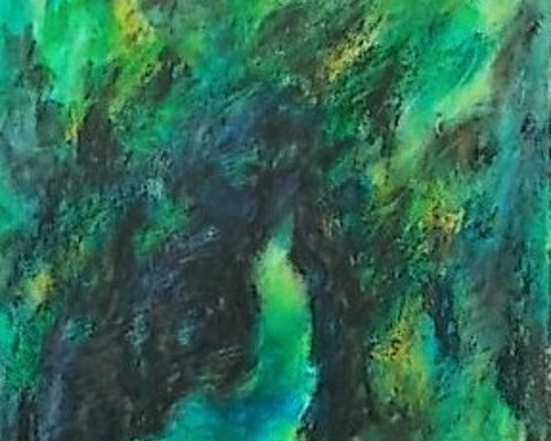 絵画 インテリア 水彩画 額絵 緑の世界 森の中 秘境の風景 絵画