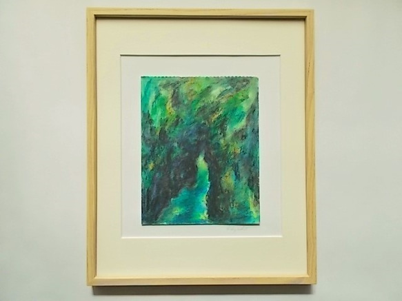 絵画 インテリア 水彩画 額絵 緑の世界 森の中 秘境の風景 5枚目の画像
