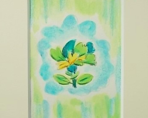 絵画 インテリヤ　絵 額付( 青緑＋金色の枠 )油絵　F4-070802　 花 0_086deeecde4011b4d3b1251a47c2