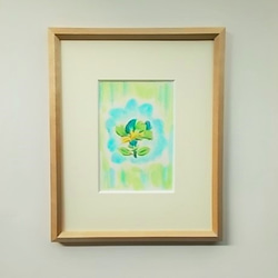 絵画 インテリア 水彩画 額絵 青と緑の世界 空想の青い花 3枚目の画像