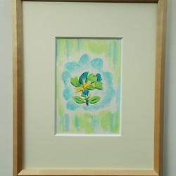 絵画 インテリア 水彩画 額絵 青と緑の世界 空想の青い花 5枚目の画像