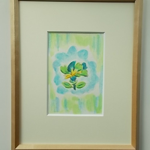 【お得】 絵画 インテリア 絵画 空想の青い花 青と緑の世界 額絵 水彩画 絵画