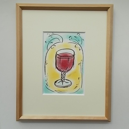 絵画 インテリア パステル画 額絵 グラスワイン 絵画 susa-art