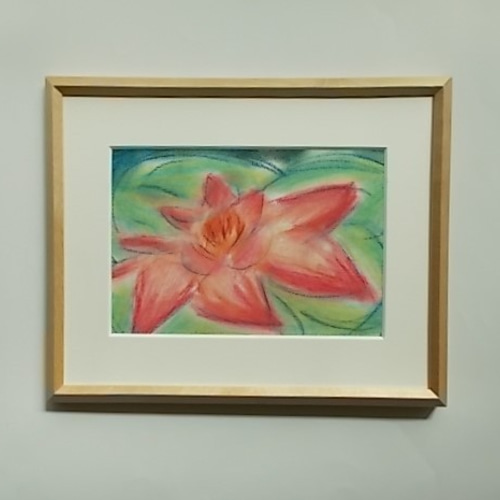 蓮の花 原画 絵画 額縁付き アート インテリア（送料無料 「蓮