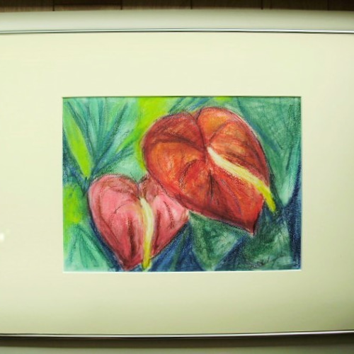 絵画 インテリア額絵 パステル画 トロピカルフラワー