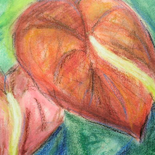 絵画 インテリア額絵 パステル画 トロピカルフラワー