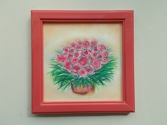 絵画 インテリア 水彩画 額絵 花の絵 オペラピンクの花 4枚目の画像