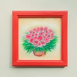 絵画 インテリア 水彩画 額絵 花の絵 オペラピンクの花 3枚目の画像