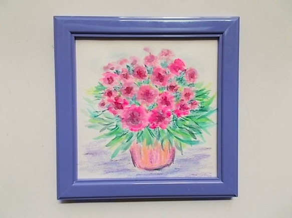 絵画 インテリア 水彩画 額絵 花の絵 プラムカラーの花 1枚目の画像
