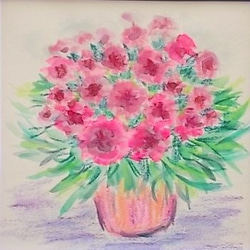 絵画 インテリア 水彩画 額絵 花の絵 プラムカラーの花 2枚目の画像