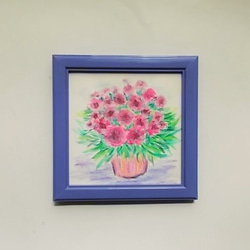 絵画 インテリア 水彩画 額絵 花の絵 プラムカラーの花 5枚目の画像