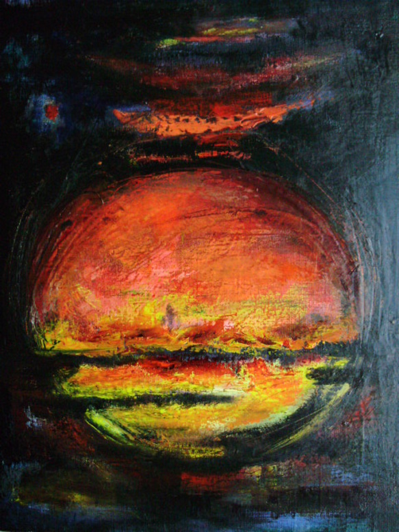 絵画 インテリア 油絵  宙　sunrise 2枚目の画像