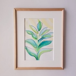 絵画 インテリア 水彩画 額絵 青と緑の世界 a plant 1枚目の画像