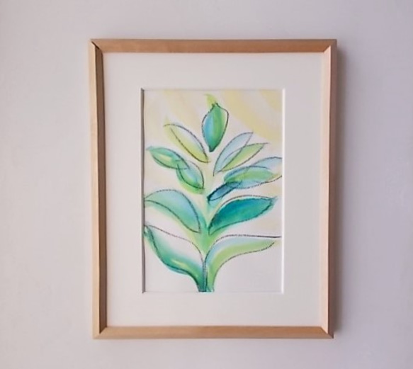 絵画 インテリア 水彩画 額絵 青と緑の世界 a plant 1枚目の画像