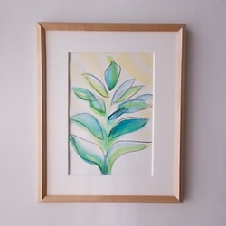 絵画 インテリア 水彩画 額絵 青と緑の世界 a plant 2枚目の画像