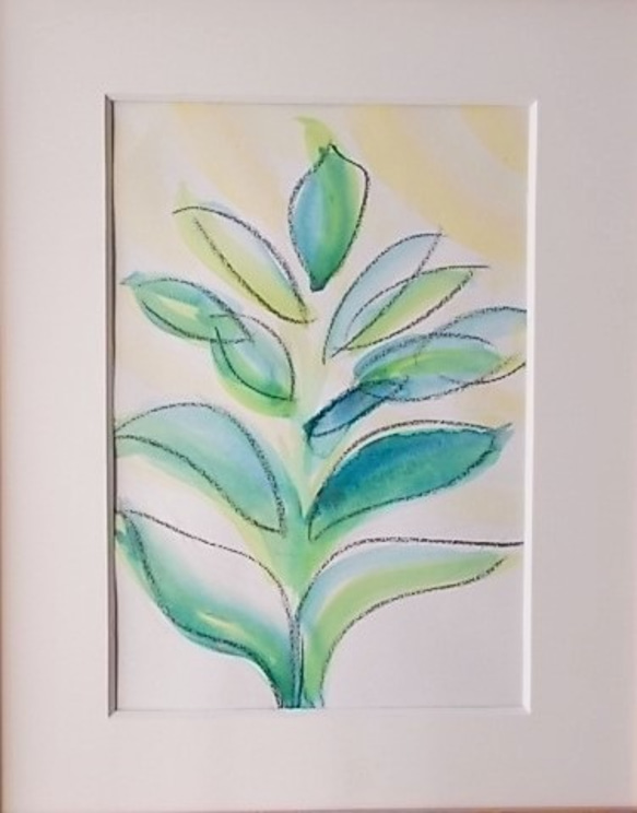 絵画 インテリア 水彩画 額絵 青と緑の世界 a plant 3枚目の画像