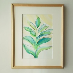 絵画 インテリア 水彩画 額絵 青と緑の世界 a plant 4枚目の画像