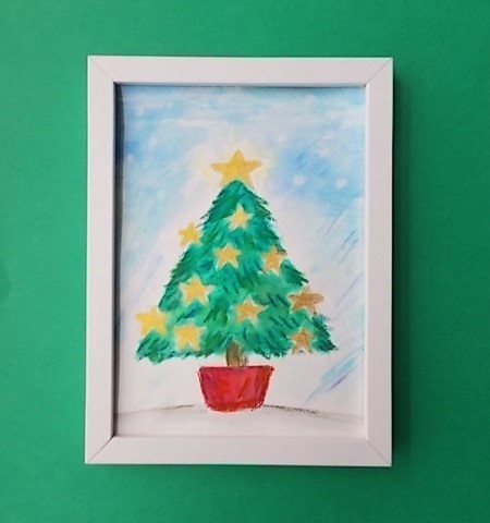 【公式サイト】正規ブランド品通販 額縁クリスマスツリー　アクリル画　24㎝　原画　絵画　手描き額縁アート 絵画
