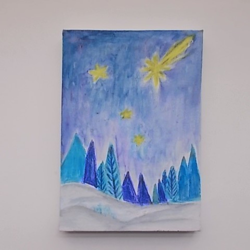 絵画 インテリア 水彩画 キャンバス画 冬の夜空 絵画 susa-art 通販