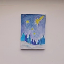 絵画 インテリア 水彩画 キャンバス画 冬の夜空 5枚目の画像