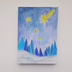 絵画 インテリア 水彩画 キャンバス画 冬の夜空 7枚目の画像