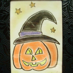 絵画 インテリア 水彩画 額絵 ハロウィーン 星 2枚目の画像