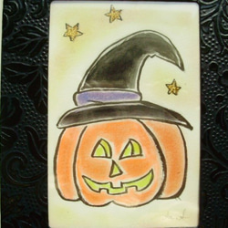 絵画 インテリア 水彩画 額絵 ハロウィーン 星 4枚目の画像