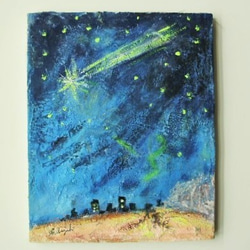 絵画 インテリア キャンバス画　 夢の中の風景　夜空 と星 1 1枚目の画像