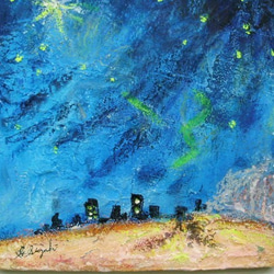 絵画 インテリア キャンバス画　 夢の中の風景　夜空 と星 1 3枚目の画像