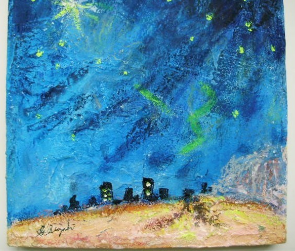 絵画 インテリア キャンバス画　 夢の中の風景　夜空 と星 1 3枚目の画像