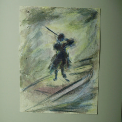 絵画 インテリア 墨と水彩のコラボ画 嵐の中で 2枚目の画像