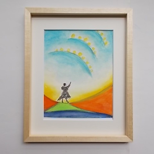 絵画 インテリア 額絵 墨と水彩のコラボ画 カンタービレ sky